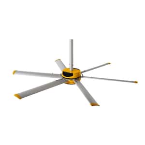 E-Series - (E7) 2025, Indoor Ceiling Fan (6 Blades), 7' Diameter, Silver/Yellow, Variable Speed Controller
