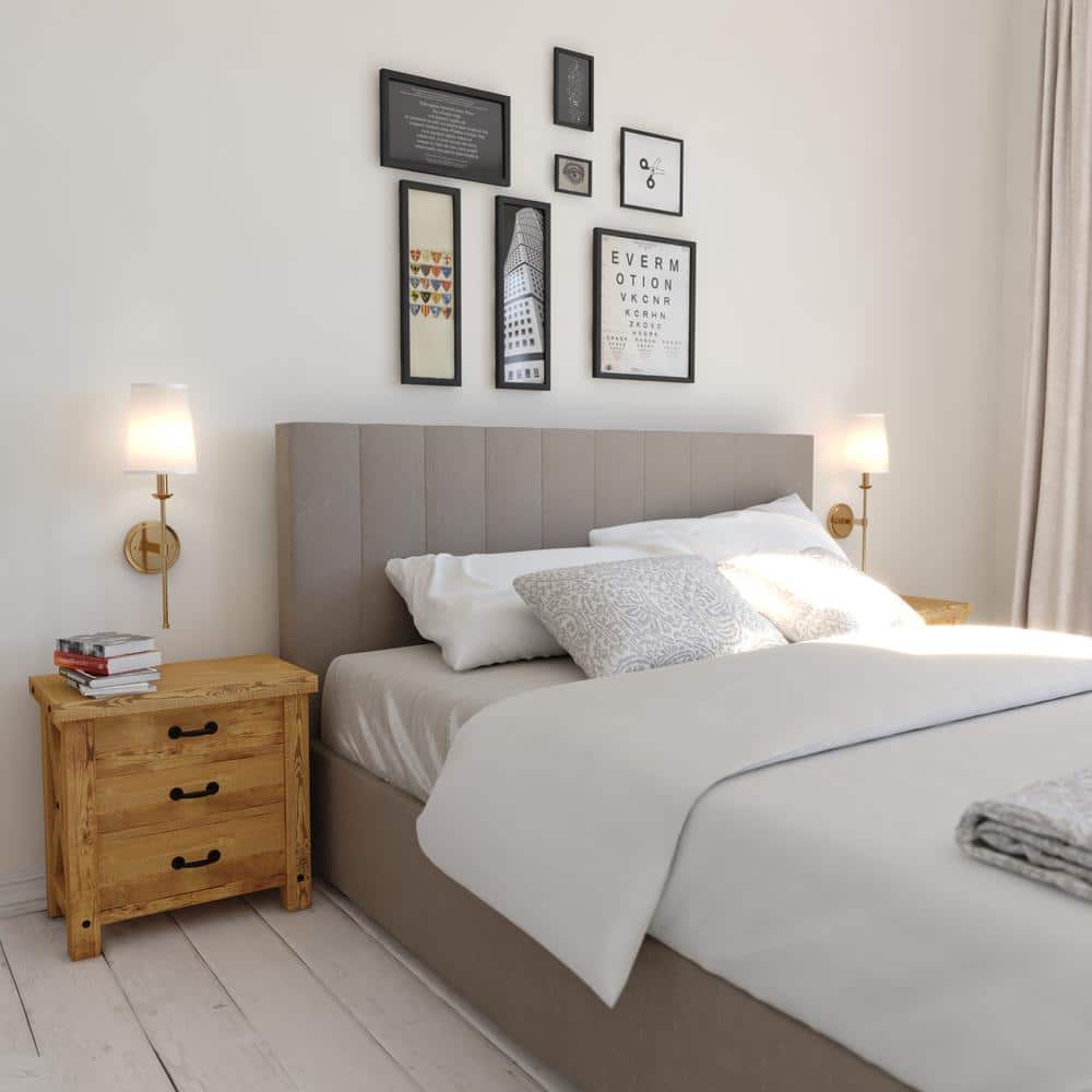 Camden Brass Gold Wall Sconce with White Linen Shade