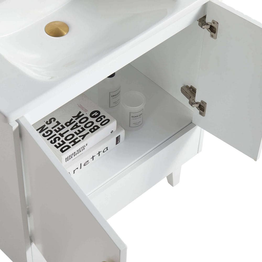 Venezian 48" White Bathroom Vanity with Brass Handles