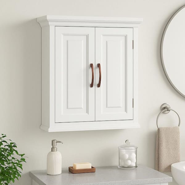St. James 22.25 in. W Wooden Wall Cabinet with 2 Shelves in White
