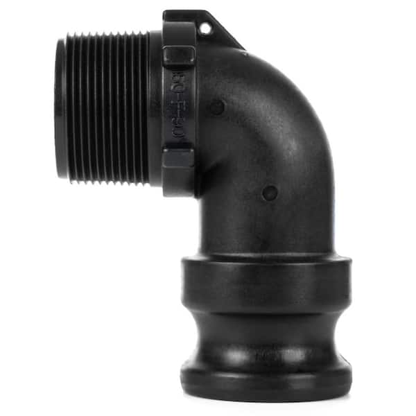 1-1/2 in. Male Camlock x 1-1/2 in. MPT Black Fiberglass-Reinforced Polypropylene 90° Elbow