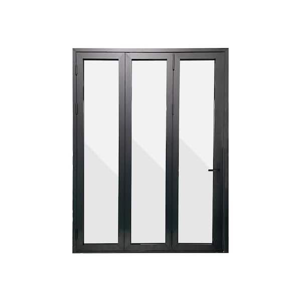 Eris 96 in. x 80 in. Right Swing/Outswing Black Aluminum Folding Patio door