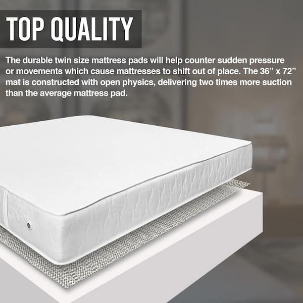 Nevlers Twin Size Slip Resistant Mattress Pad with Durable Grip : Prevent Mattress and Topper from Slipping (36 in. x 72 in. ), Off White