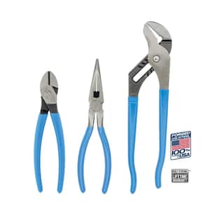 10 in. Tongue and Groove, 7 in. Diagonal, 7-1/2 in. Long Nose with Cutter Plier Set (3-Piece)