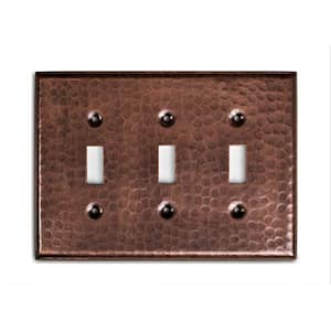 Pure Copper Hand Hammered Triple Toggle Wall Plate