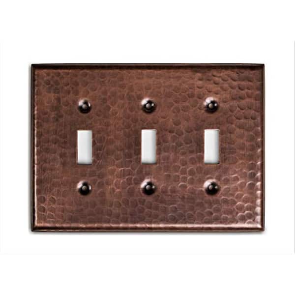 Monarch Abode Pure Copper Hand Hammered Triple Toggle Wall Plate