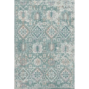 Mayfield Premium Machine Washable Abstract AMF1998 Seafoam 3 ft. x 4 ft. Area Rug