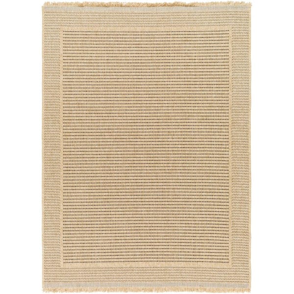 Mirage Tan Border 5 ft. x 7 ft. Indoor/Outdoor Area Rug