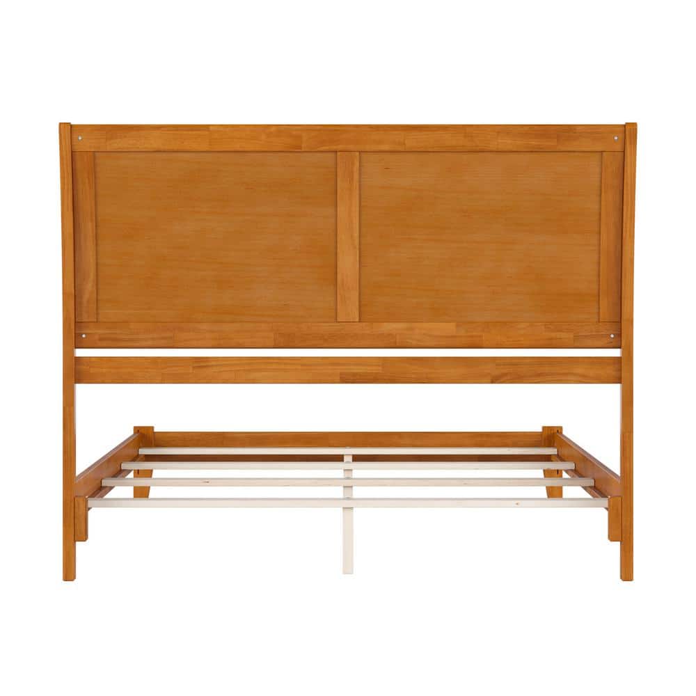 Portland Light Toffee Queen Wood Foundation Bed with Sleigh Headboard