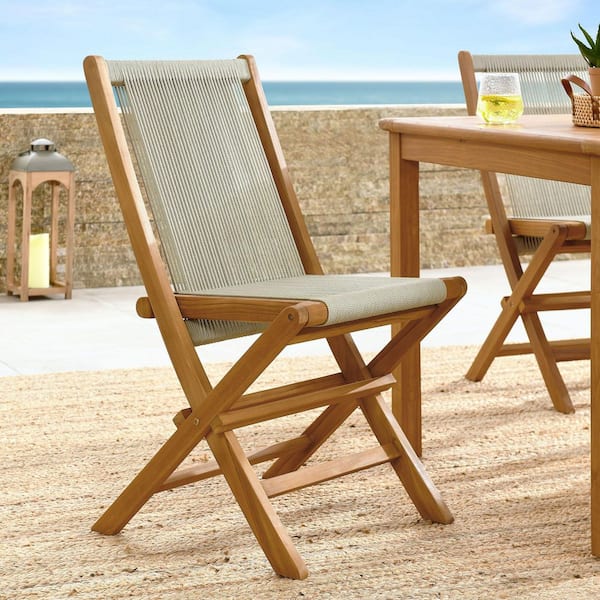 Vienna Outdoor Patio Teak Wood Folding Chairs (Set of 4) in Natural