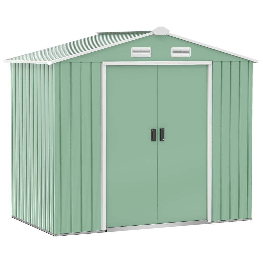 Outsunny 4.3 ft. W x 7 ft. D x 6 ft. H Metal Storage Shed with Dual ...