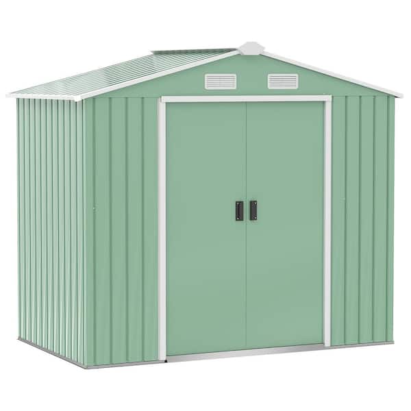 Outsunny 4.3 ft. W x 7 ft. D x 6 ft. H Metal Storage Shed with Dual Locking Doors (30 sq. ft.)