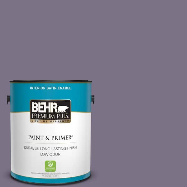 BEHR PREMIUM PLUS 1 gal. #660F-6 Peruvian Violet Satin Enamel Low Odor Interior Paint & Primer