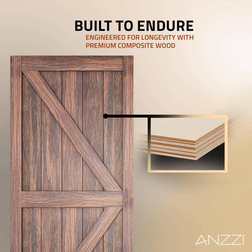 Brown 36" x 84" Sturdy Wood Sliding Barn Door