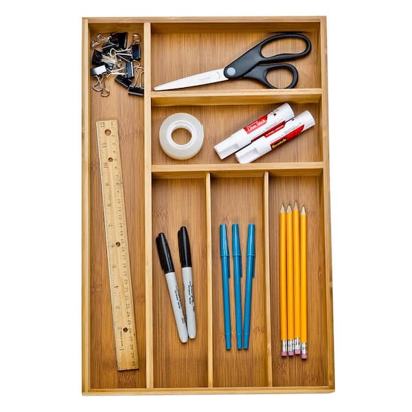 Seville Classics - 11.75 in. x 18 in. x 2 in. Bamboo Utensil Drawer Organizer Tray