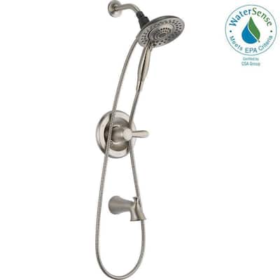 Lahara In2ition Two-In-One Single-Handle 5-Spray Tub and Shower Faucet in Brushed Nickel (Valve Included)