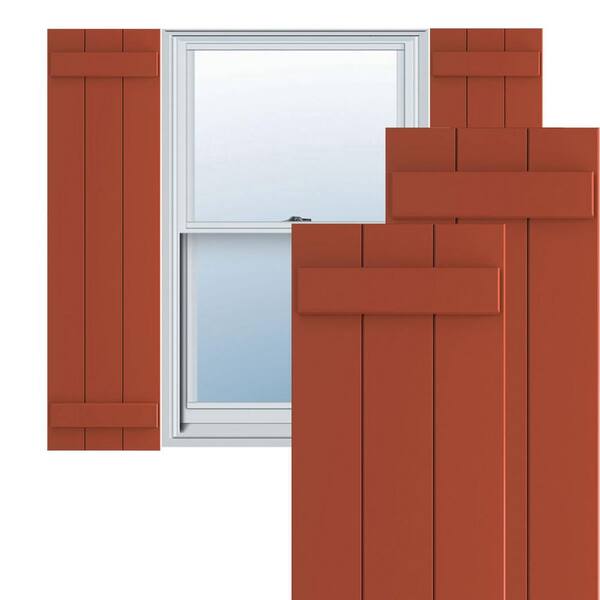Ekena Millwork True Fit PVC 21.5 in. W x 67 in. H Vinyl Board and Batten Shutters Pair in Colorful Leaves