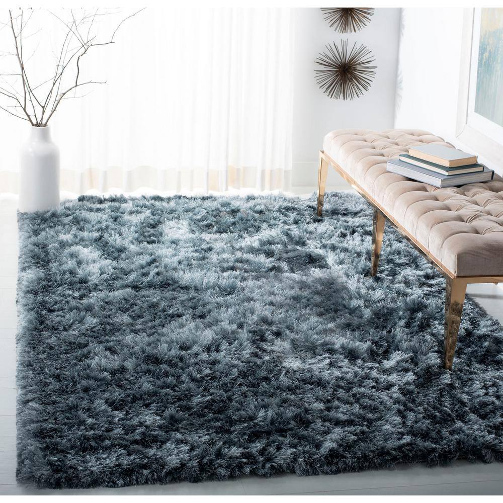 Slate 6' x 6' Square Hand-Tufted Shag Area Rug
