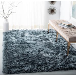 Ocean Shag Slate 6 ft. x 6 ft. Square Solid Area Rug