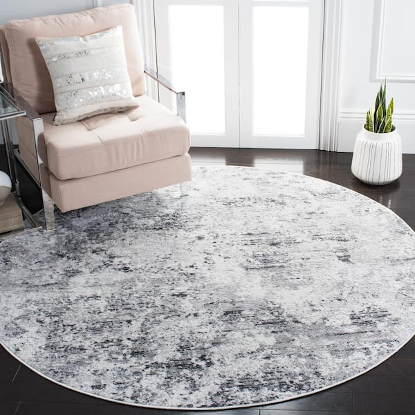 Amelia 700 8 ft. x 8 ft. Gray/Ivory Abstract Round Rug