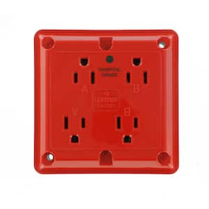 15 Amp 125 V Hospital Grade Quadplex Outlet/Receptacle, Red (1-Pack) 01254-HR