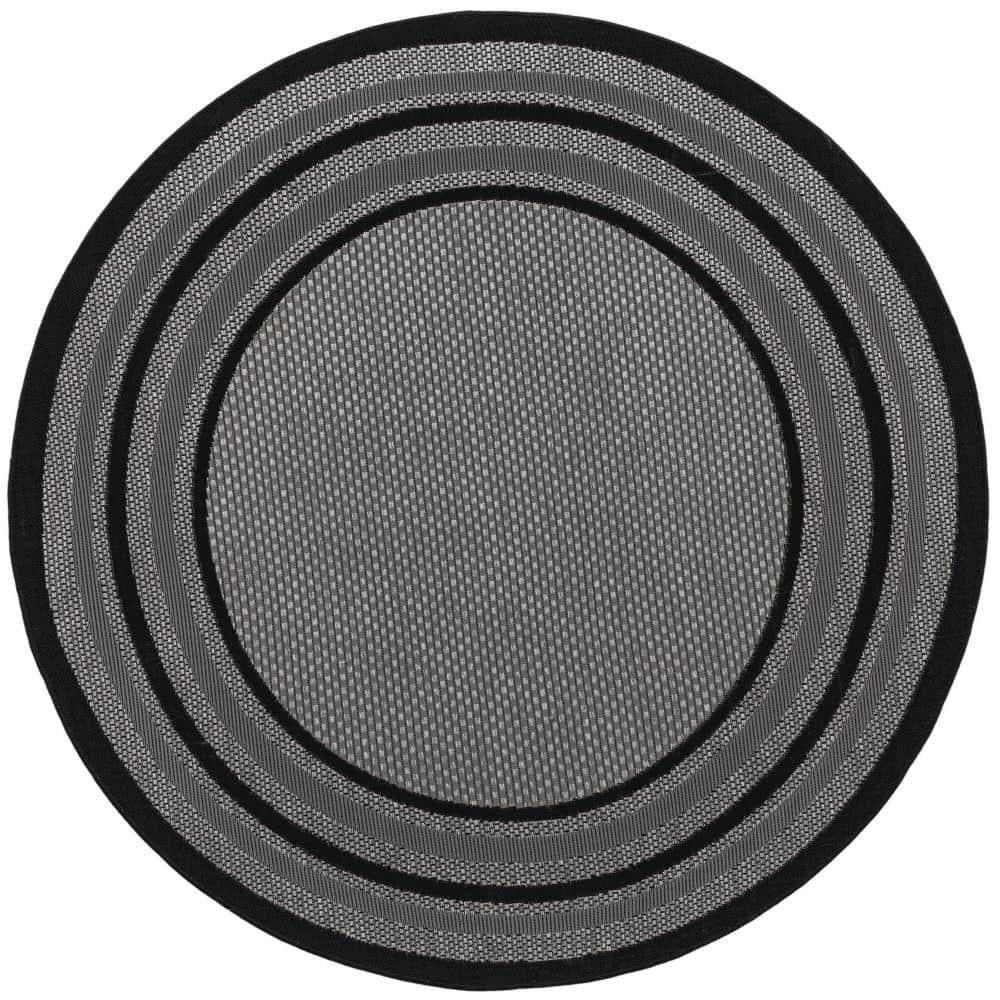 Gray Synthetic 6' Round Outdoor Easy-Care Rug