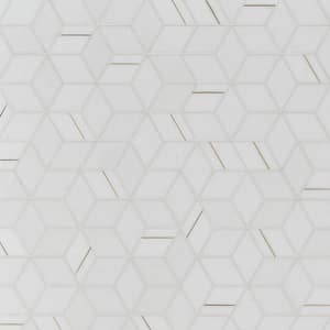 Utopia Thassos 13.58 in. x 11.73 in. Polished Marble and Brass Wall Mosaic Tile (1.11 sq. ft./Each)