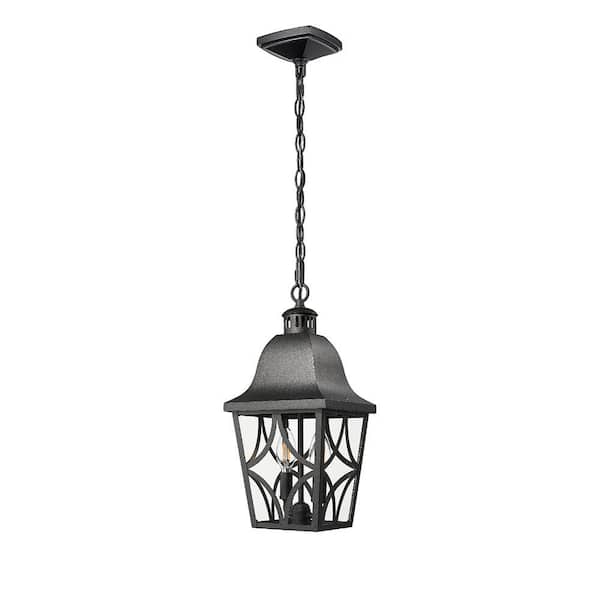 Unbranded 2-Light Black Aluminum Outdoor Weather Resistant Hanging Post Light with No Bulb Included and Adjustable Chain(1-Pack)