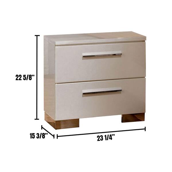 William S Home Furnishing 2 Drawer Clementine Glossy White Night Stand 22 63 In H X 23 25 In W X 15 38 In D Cm7201n The Home Depot