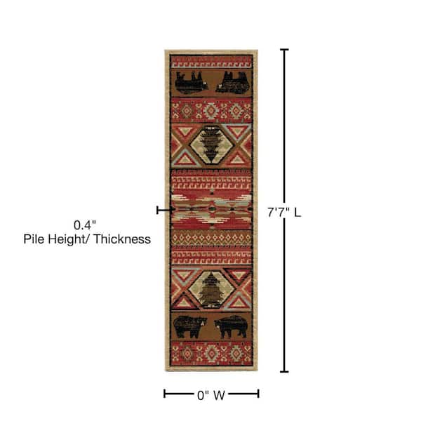 Mayberry Rug Lodge King Red Pine Claret 2 ft. x 8 ft. Lodge Area