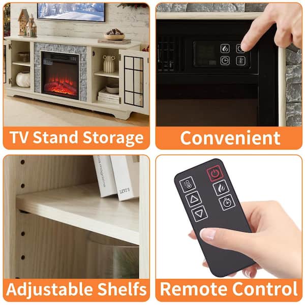 ToolCat 58 in. Freestanding Fireplace TV Stand for TVs Up to 65 in