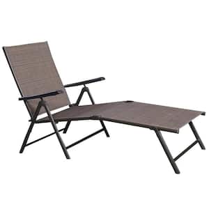1-Piece Steel Pool Chair Recliner Outdoor Chaise Lounge