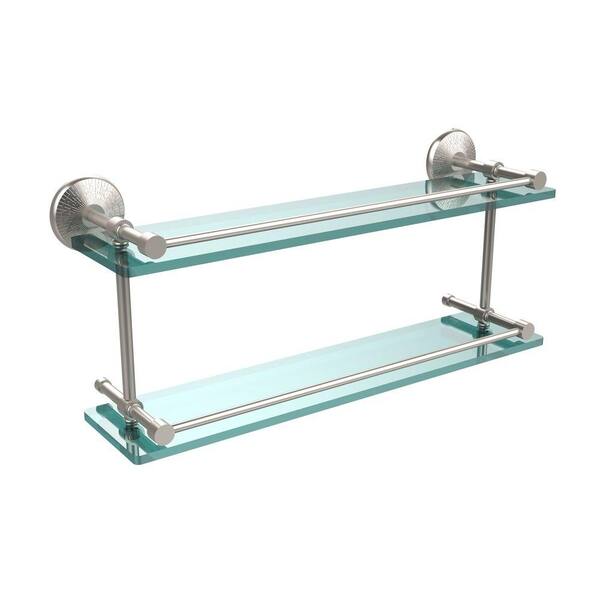 Allied Brass Monte Carlo 22 in. L x in. H x in. W 2-Tier Clear Glass  Bathroom Shelf with Gallery Rail in Satin Nickel MC-2/22-GAL-SN The Home  Depot