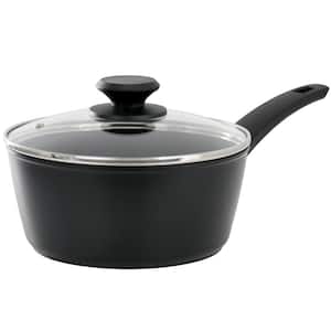 Connelly 2.5 qt. Textured Nonstick Aluminum Saucepan with Lid in Black