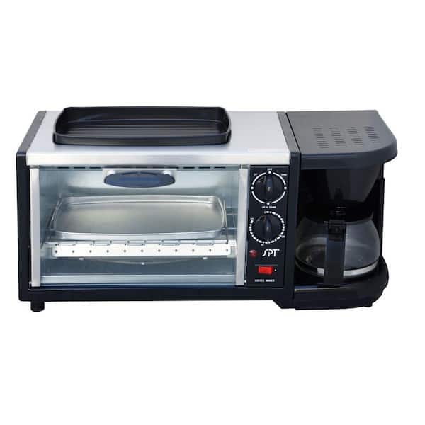 SPT Breakfast Center 1450 W 2-Slice Stainless Steel Toaster Oven with Griddle