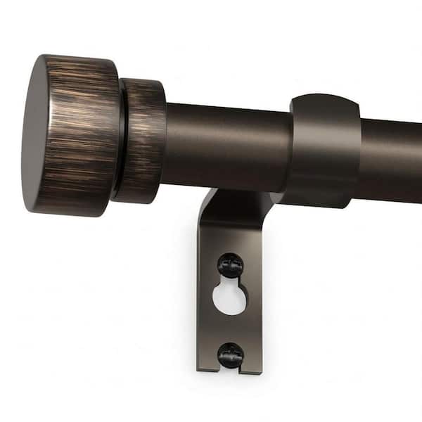 16 in. - 88 in. Heavy Duty Metal Adjustable 1 in. Telescopic Single Curtain Rod in Antique Brown