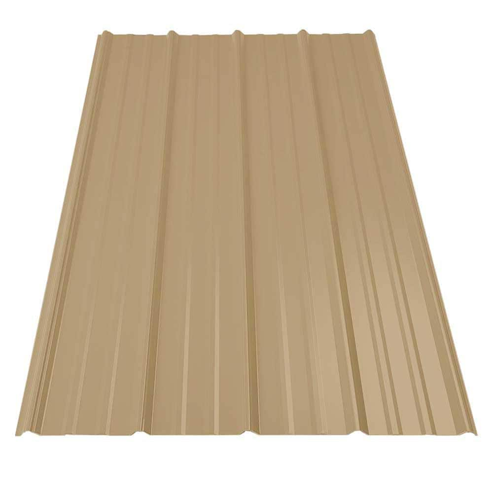 Gibraltar Building Products 8 Ft Sm Rib Galvanized Steel 29 Gauge Roof Panel In Mocha Tan 05025