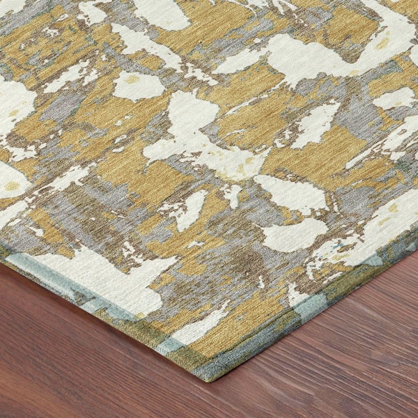 Chantille Machine Washable Indoor/Outdoor Abstract ACN2678 Gold 10 ft. x 14 ft. Area Rug