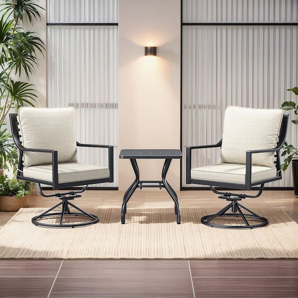 3-Piece Wicker Outdoor Dining Chairs Set with Cushions