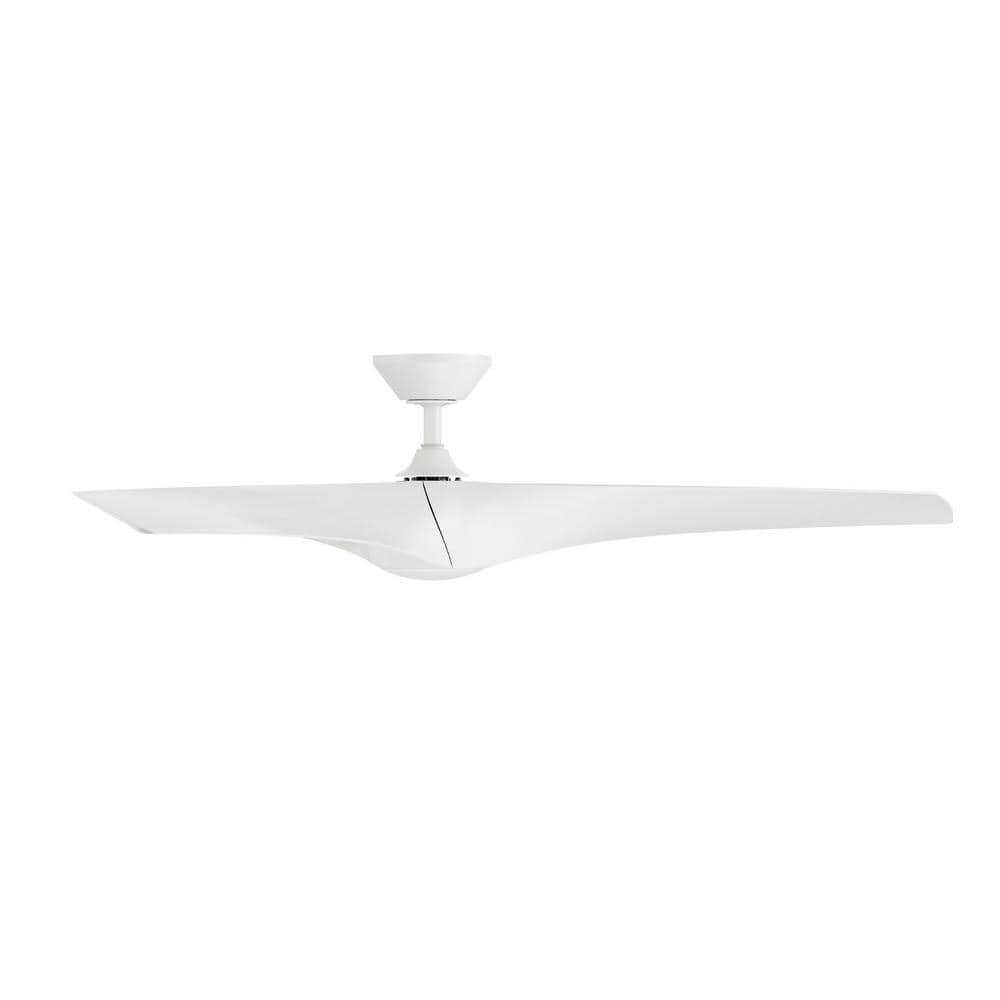 Zephyr 52" Matte White Smart Ceiling Fan with LED Light and Remote