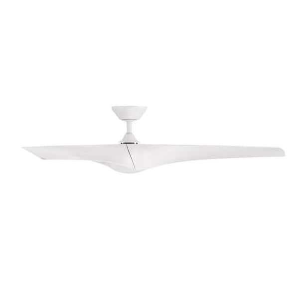 Zephyr 52 in. Smart Indoor/Outdoor Matte White Standard Ceiling Fan Selectable CCT Integrated LED Plus Remote