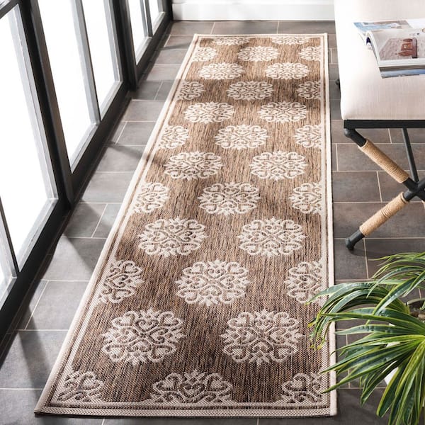 Linden Beige/Cream 2 ft. x 8 ft. Border Multi-Florals Indoor/Outdoor Runner Rug
