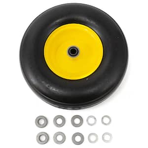 13 in. x 5 in. Flat Free Zero Turn Front Wheel Assembly with Ribbed Tread for John Deere