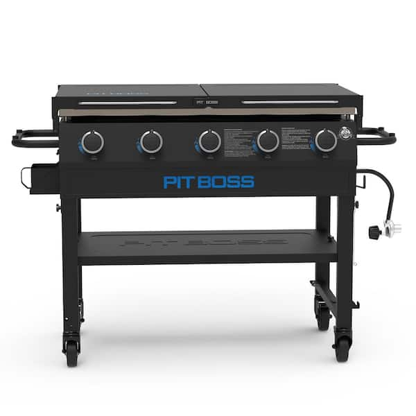 Pit Boss 5 Burner Gas Griddle in Black with Folding Side Shelves 11004 The Home Depot