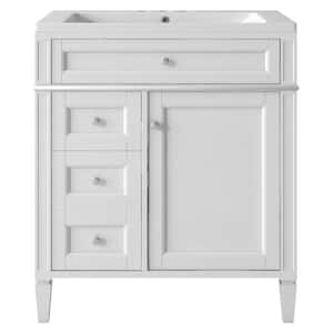 30 in. W x 18 in. D x 33 in. H Freestanding Bath Vanity in White with White Resin Top, Single Sink and Ample Storage