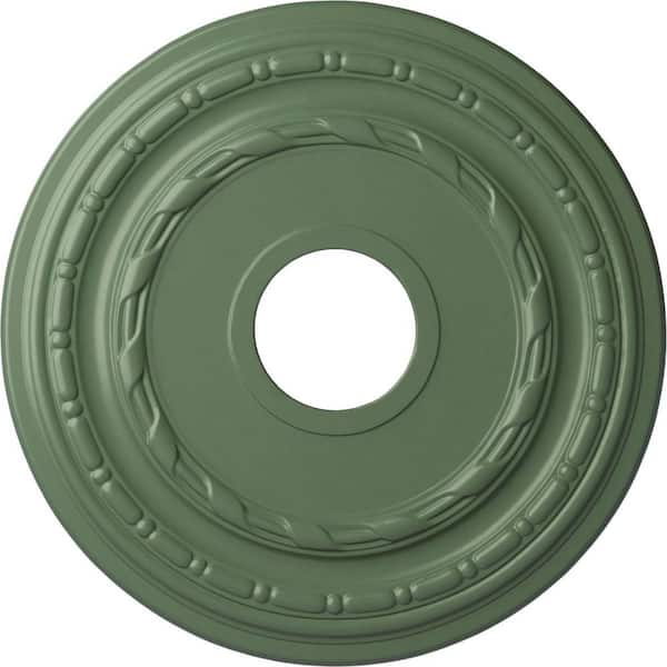 Ekena Millwork 1" x 15-3/8" x 15-3/8" Polyurethane Dublin Ceiling Medallion, Hand-Painted Athenian Green