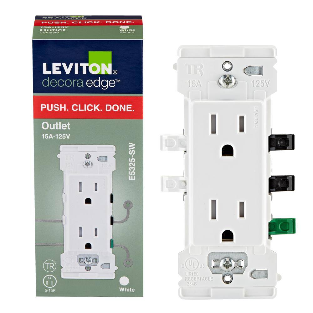 White Tamper Resistant Duplex Outlet with Wall Plate