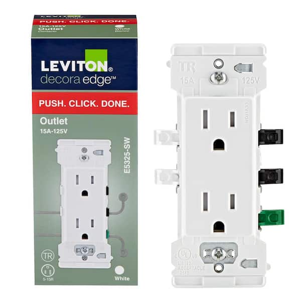 Leviton Decora Edge 15 Amp Tamper-Resistant Duplex Outlet, White