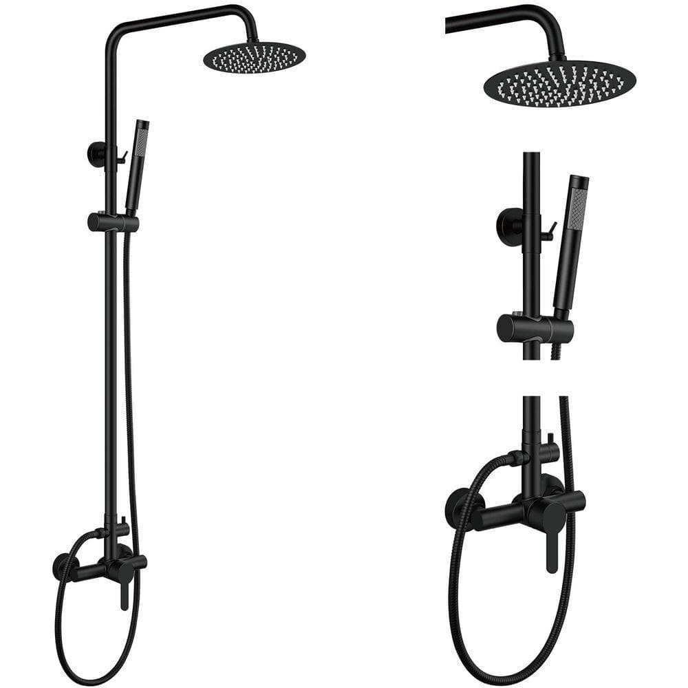 Outdoor Shower Faucet, 2-spray 8 in. Shower Head and Handheld Shower Head in Matte Black. Rainfall Shower Head Kit. price history on PriceWatchPro