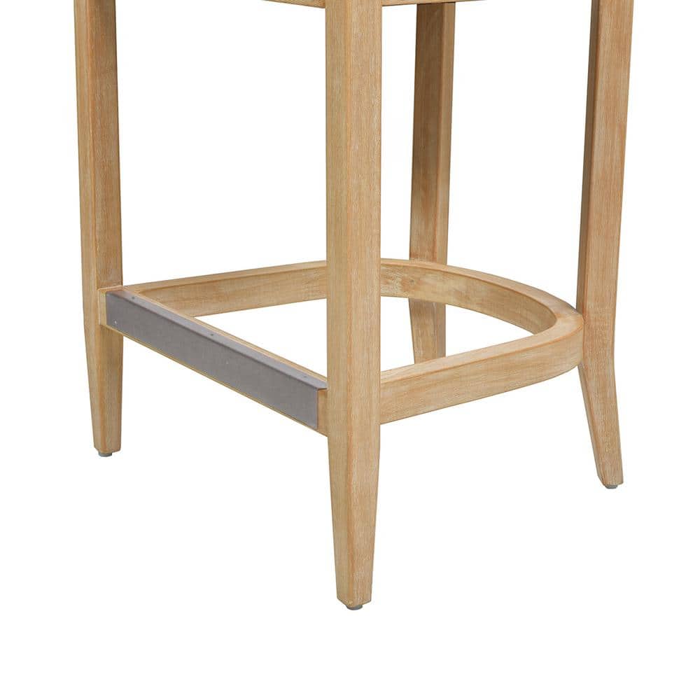 Ivory White Bouclé 26" Cane Back Counter Stool with Oak Frame